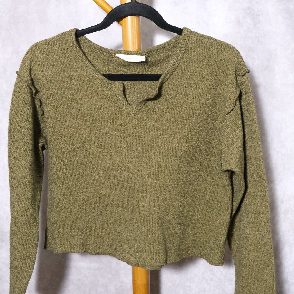 Lush Olive Green Knit Sweater - Size S